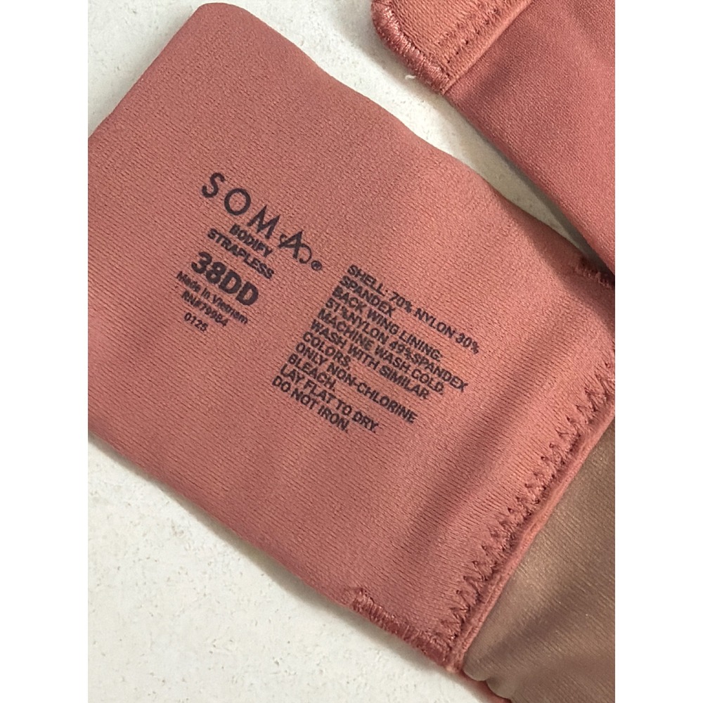 Soma Bodify Strapless Bra 38DD Pink Underwire Full Coverage 570313054